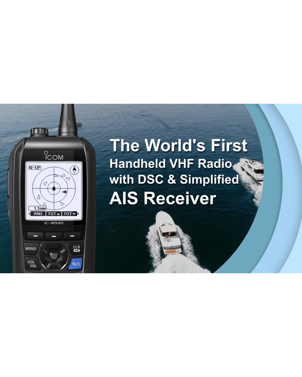 جهاز التتبع واللاسلكي البحري 2 1 من شركة ايكوم مصرح من هيئة الاتصالات ICOM IC M94D VHF MARINE